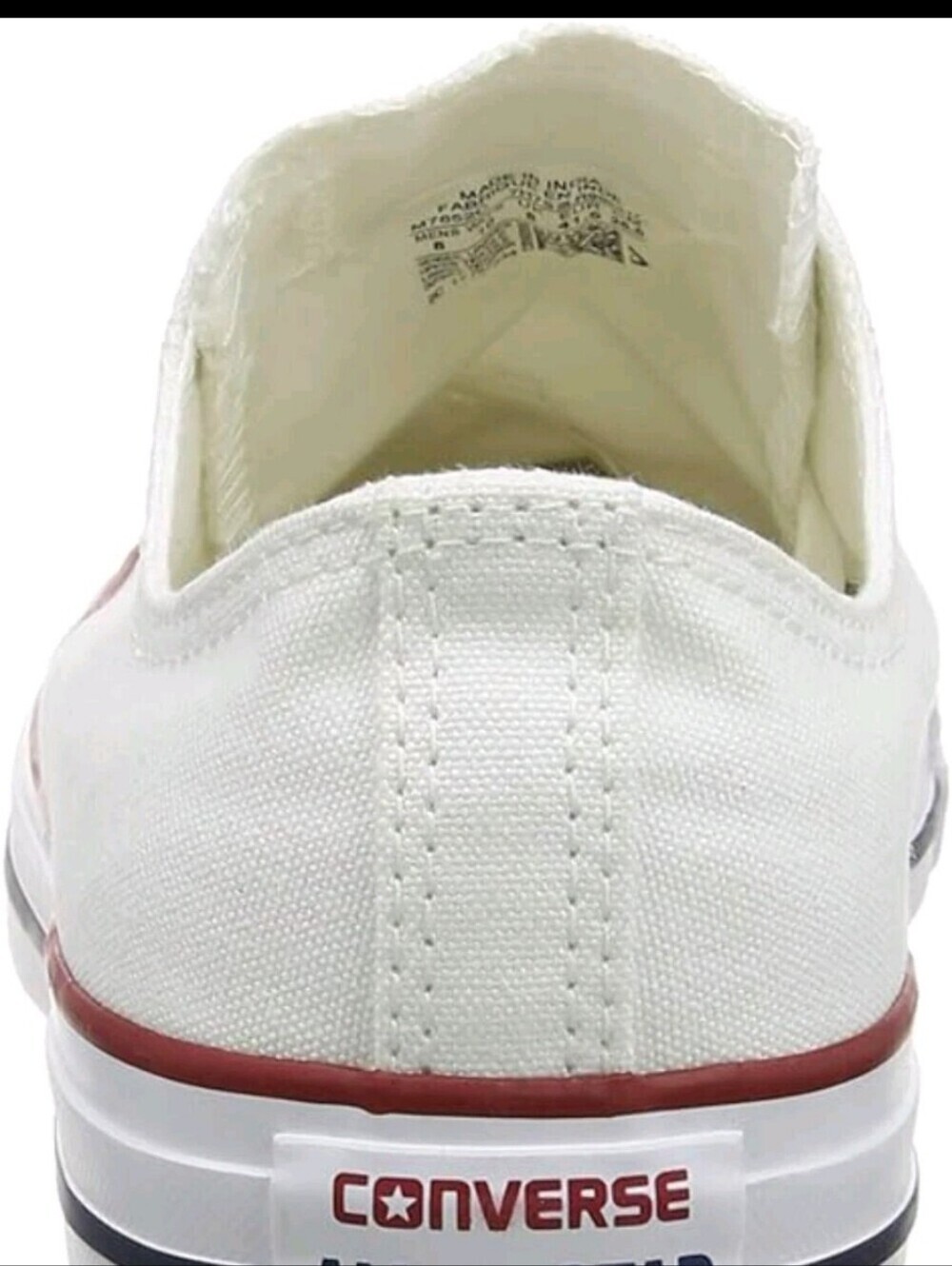 Converse Chuck Taylor All Star Low Top Canvas Optical White M7652 / M7652C - Picture 8 of 9